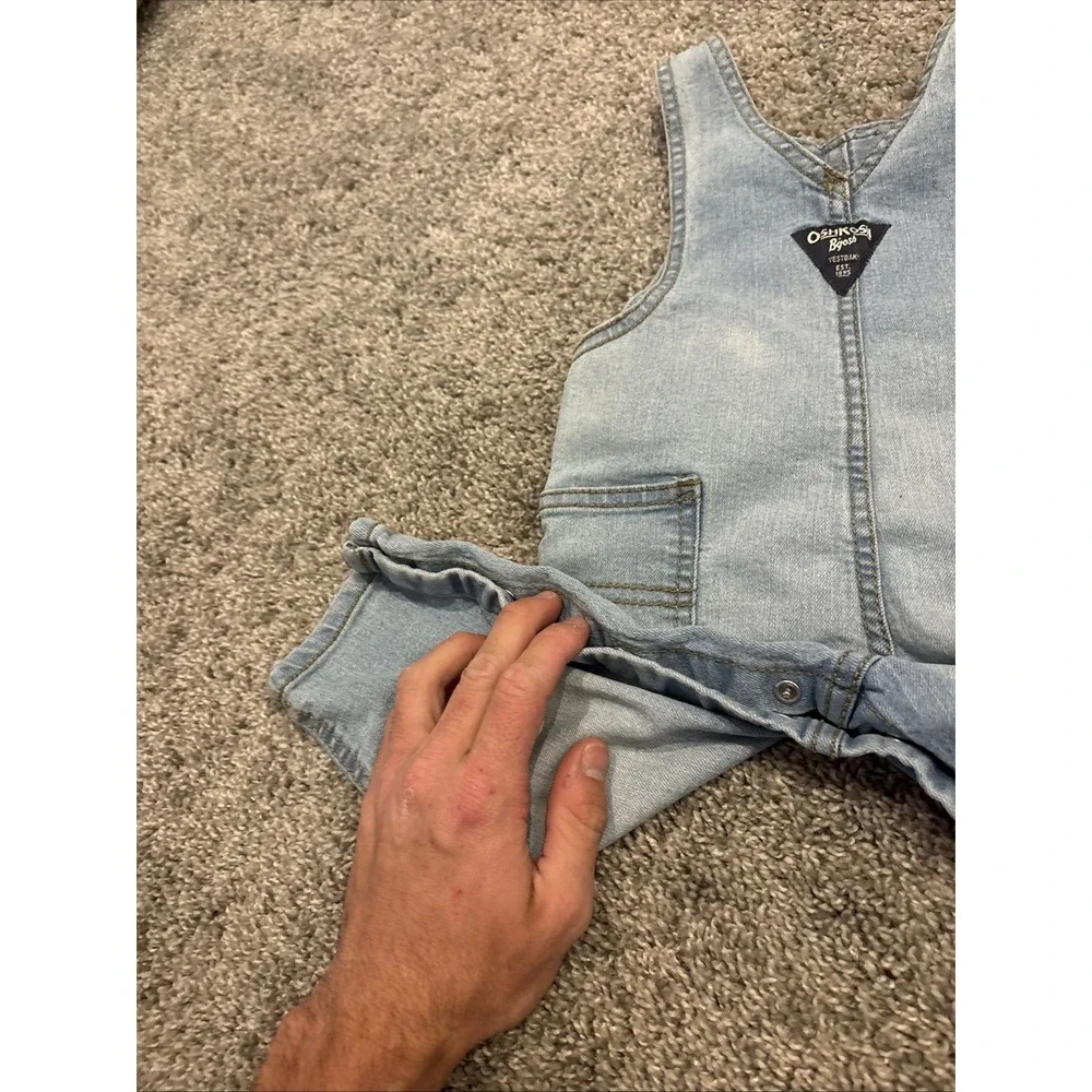 Y2K Oshkosh Bgosh Overalls Denim Baby 9M Light Wash Blue Vestbak Carpenter Month